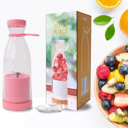 BLENDER PORTABLE JUICER FOR SMOOTHIE-JUICE-VEGETABLE SHAKES WITH 6 BLADES WIRELESS CHARGING MINI PERSONAL SIZE MIXER BOTTLE GRINDER 420 ML