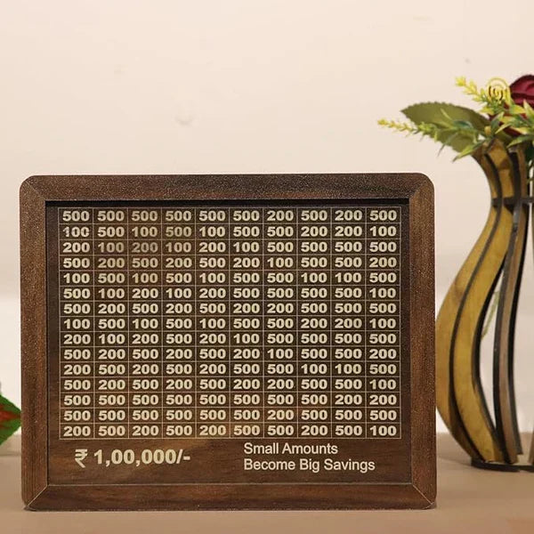 Big Money Saving Milestone Wooden Box - Save Rs 1,00,000/- In Invest Rs 399/-