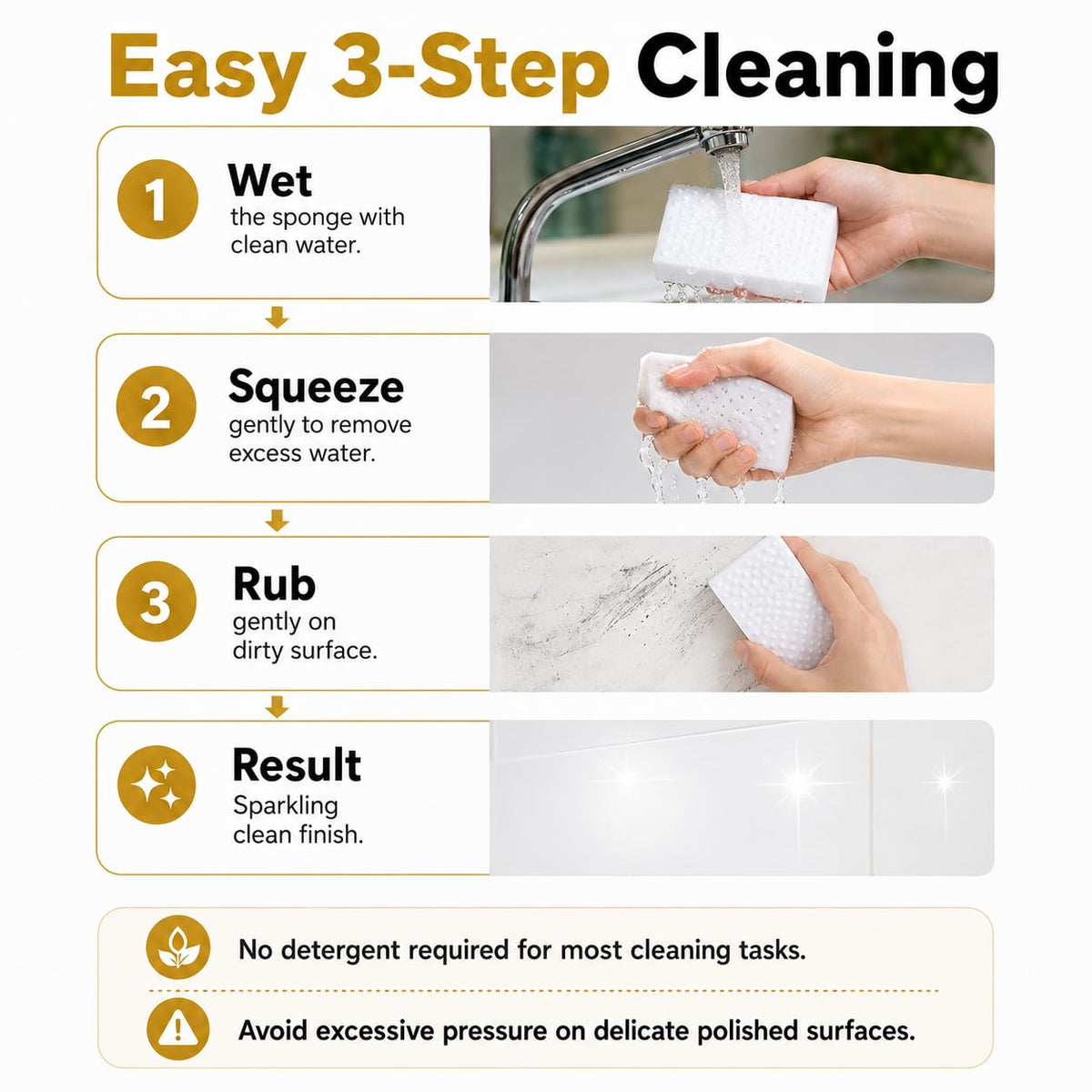 Magic Eraser Sponge for Walls, Tiles & Kitchen – Pack of 4