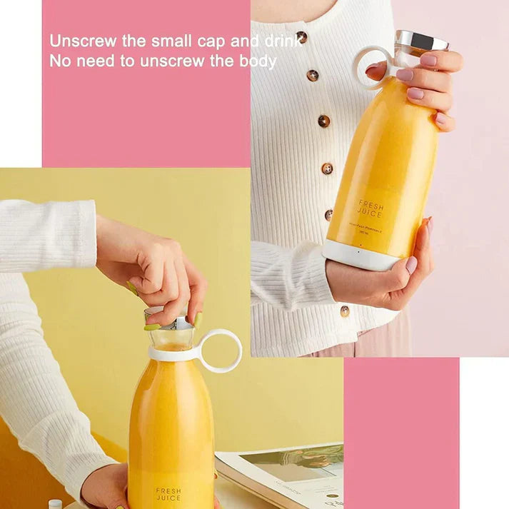 BLENDER PORTABLE JUICER FOR SMOOTHIE-JUICE-VEGETABLE SHAKES WITH 6 BLADES WIRELESS CHARGING MINI PERSONAL SIZE MIXER BOTTLE GRINDER 420 ML
