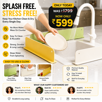 Kitchen Sink Splash Guard – Stops Water Splashes & Mess | Buy 1 Get 1 FREE