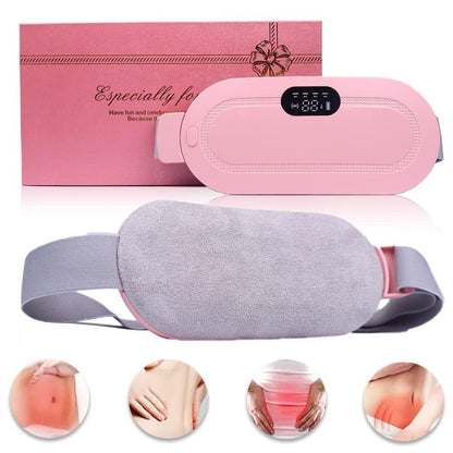 Portable Cordless Period Cramp Massager & Heating Pad – 3-Temperature, 4-Massage Modes, Fast Heating Menstrual Pain Relief Device